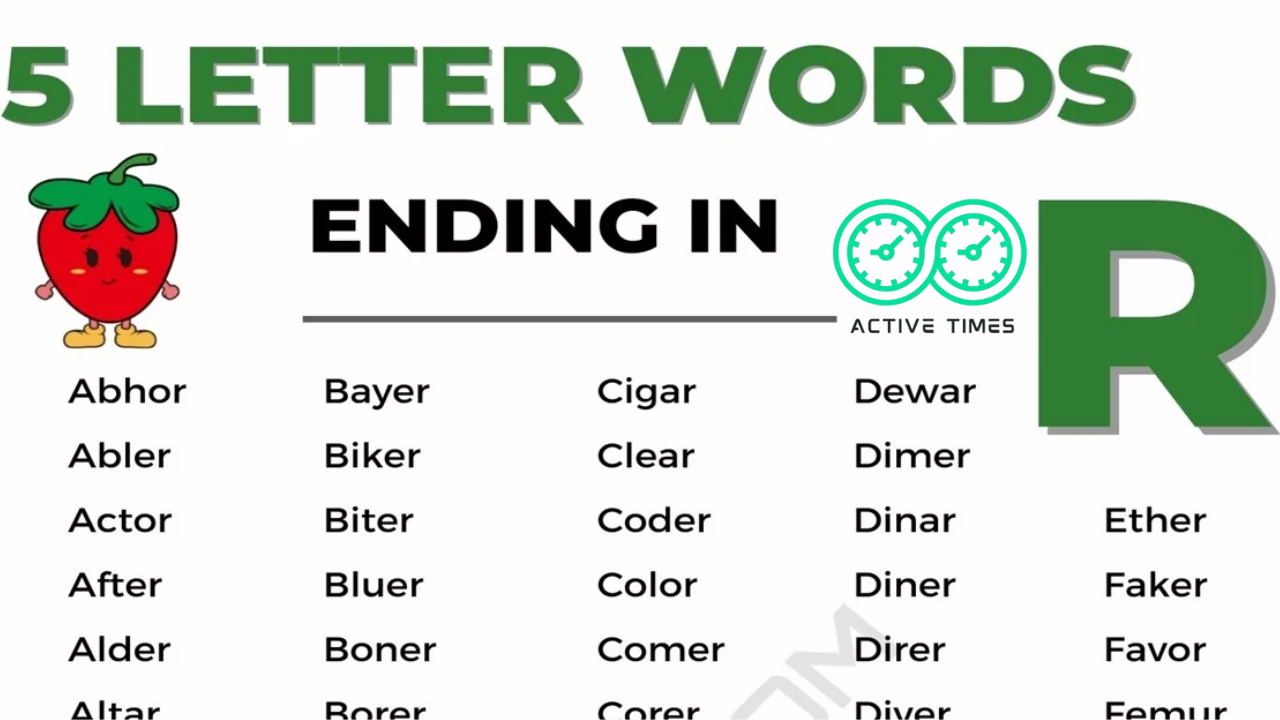 "5 letter words ending in r"